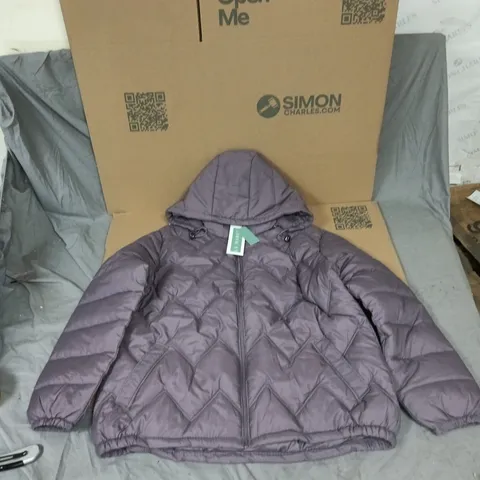 LA MAREY PADDED HOODED JACKET – UK L (PURPLE)