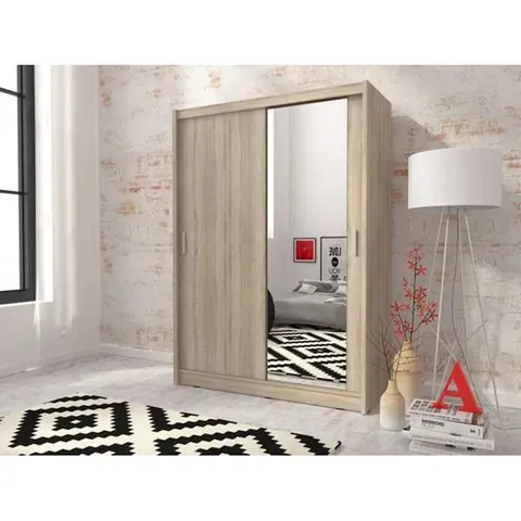 BOXED DARBONNE 2 DOOR SOLID + MANUFACTURED WOOD WARDROBE (2 BOXES)