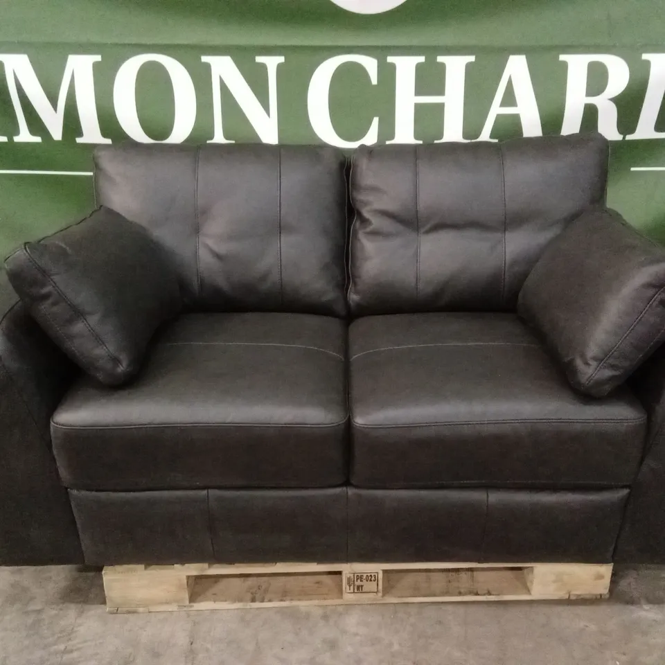 ARDEN ITALIAN LEATHER 2 SEATER SOFA - BLACK RRP £1299