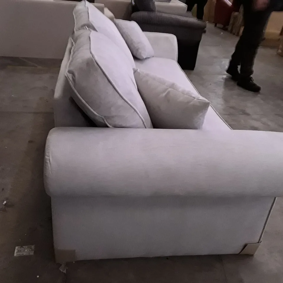QUALITY DESIGNER 3 SEATER SOFA - LIGHT GREY FABRIC 