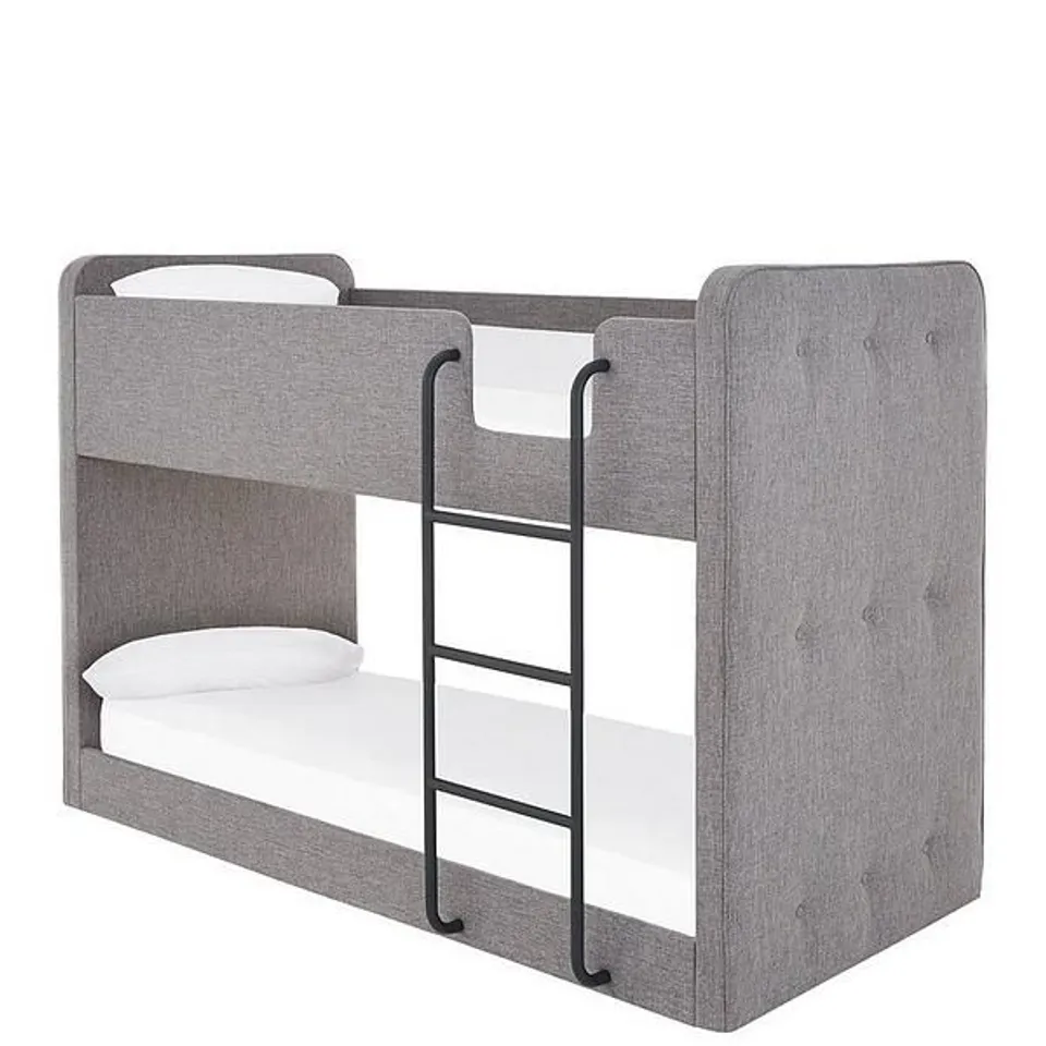 BOXED CHARLIE FABRIC BUNK BED - GREY (4 BOXES)