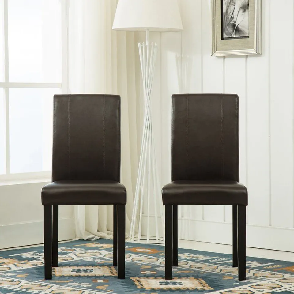 PAIR OF SPRINGERTON UPHOLSTERED DINING CHAIRS - BROWN PU