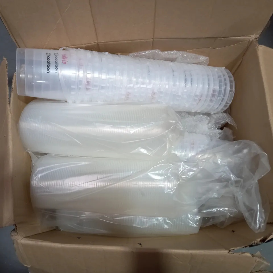 BOX OF A LARGE QUANTITY OF ASSORTED COALITION LOLA LO STORAGE TUBS