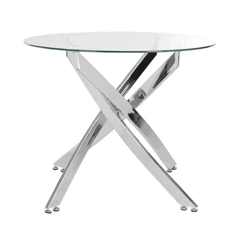 BOXED CHAVIS 90CM WIDE TEMPERED GLASS DINING TABLE (2 BOXES)