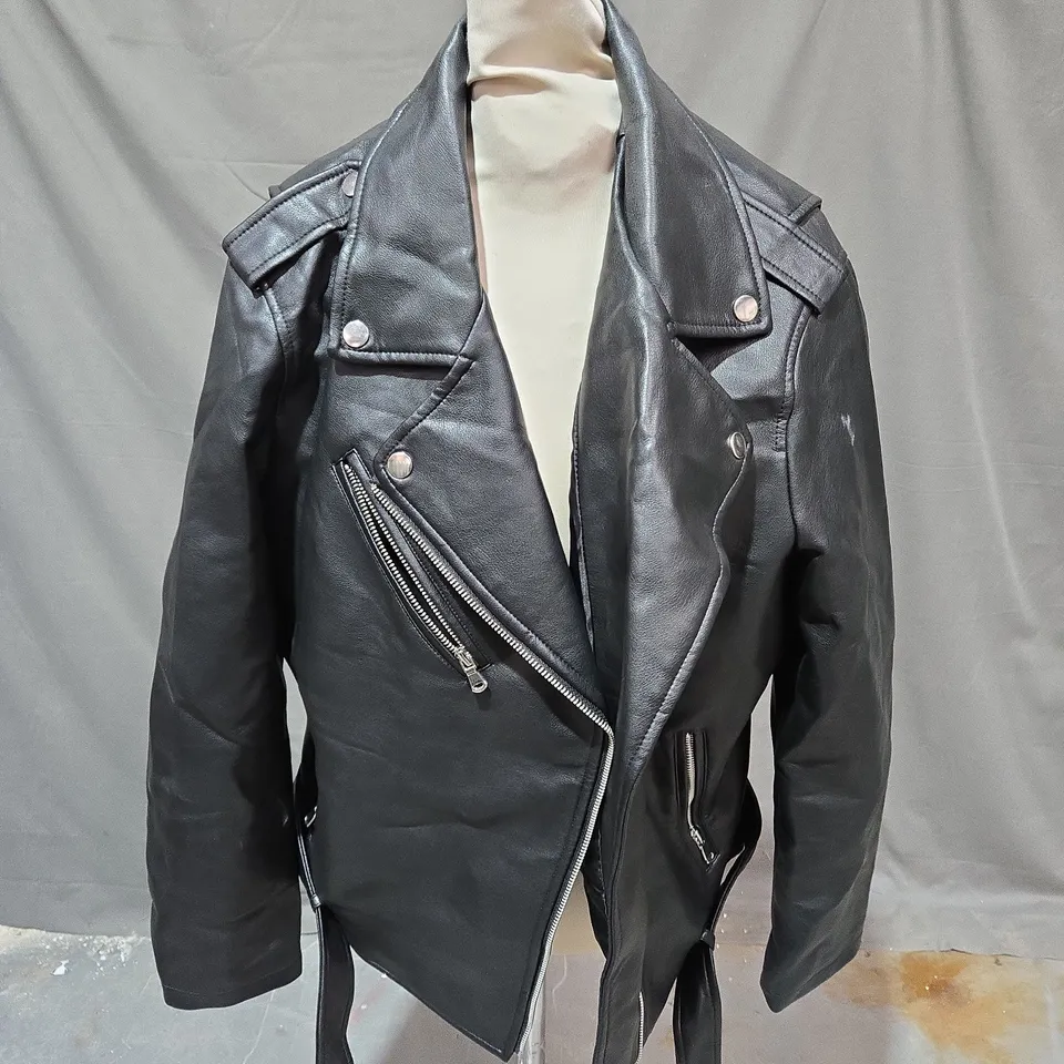 WALLIS FAUX LEATHER JACKET IN BLACK SIZE 20