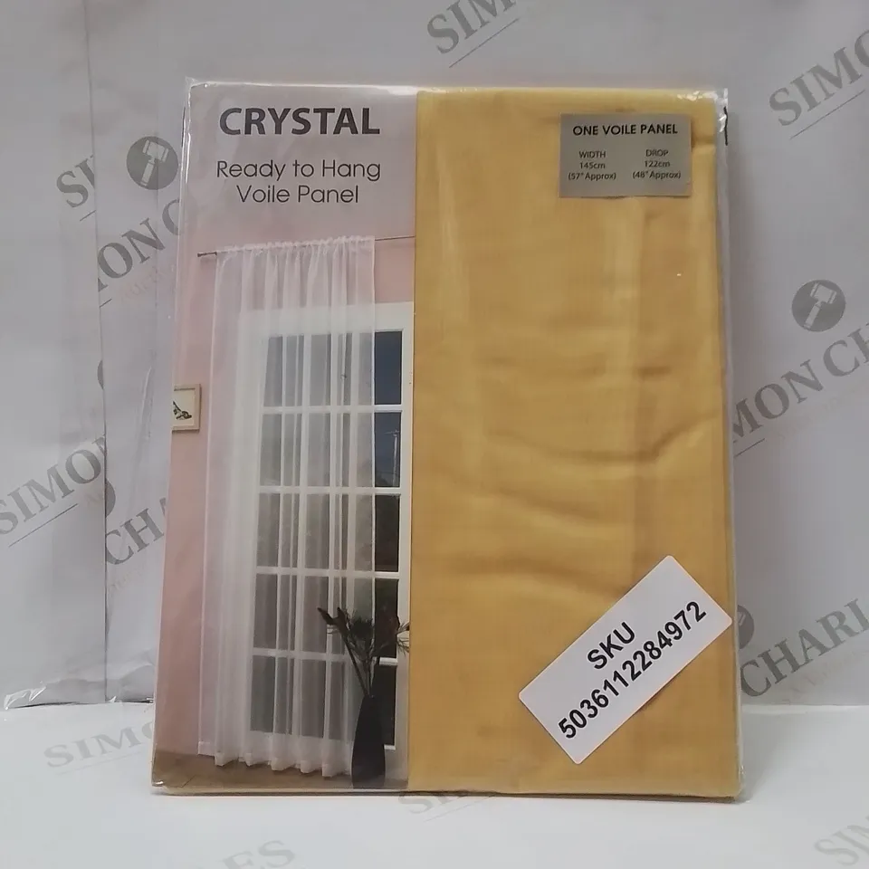 BRAND NEW CRYSTAL VOILE PANEL CURTAIN 145 X 122CM -YELLOW-