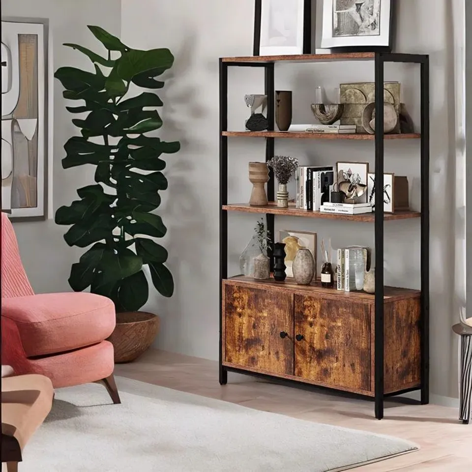 BOXED ABISIA RUSTIC BROWN BOOKCASE 