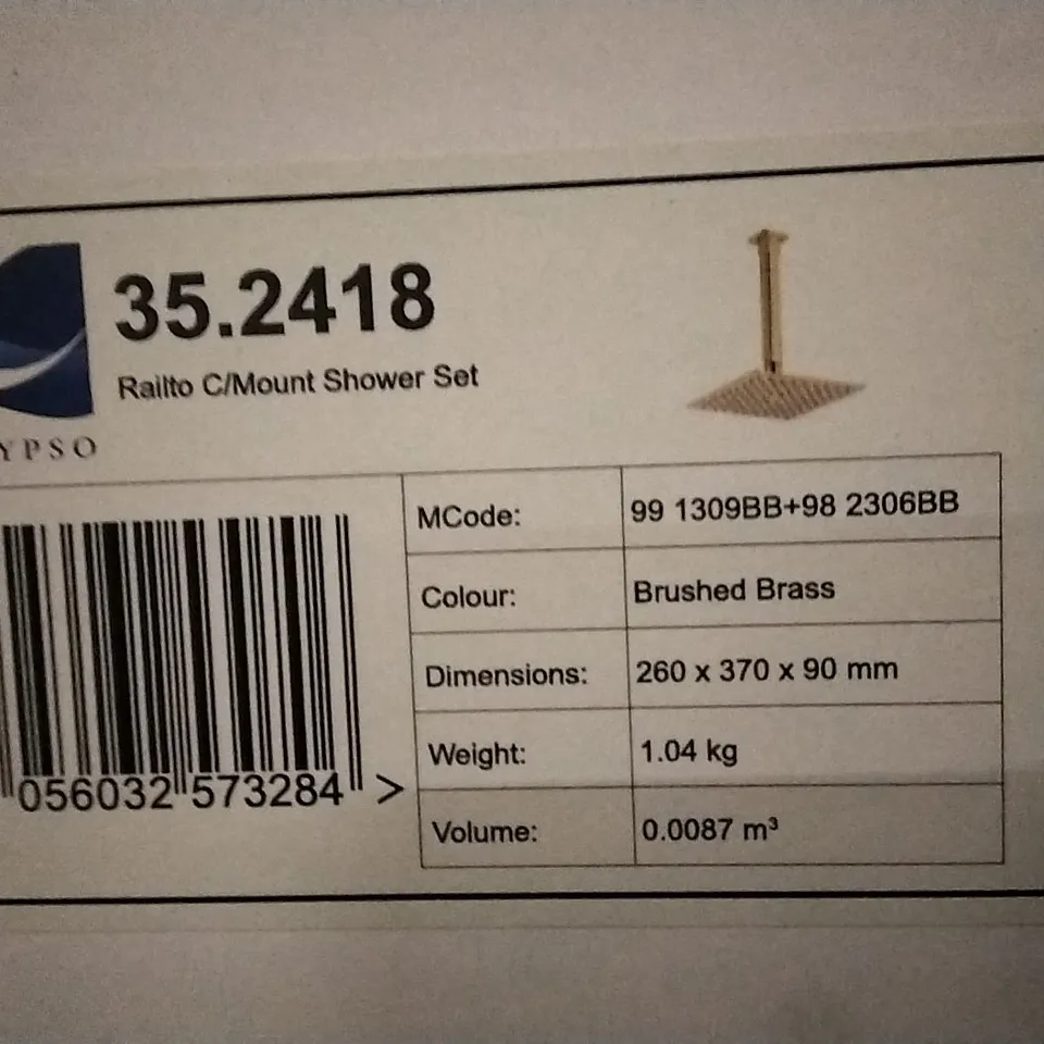 BOXED AS NEW CALYPSO RIALTO C/MOUNT SHOWER SET IN BRUSHED BRASS