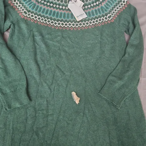 SEASALT CORNWALL BIRD RING DRESS IN GREEN SIZE UK 12