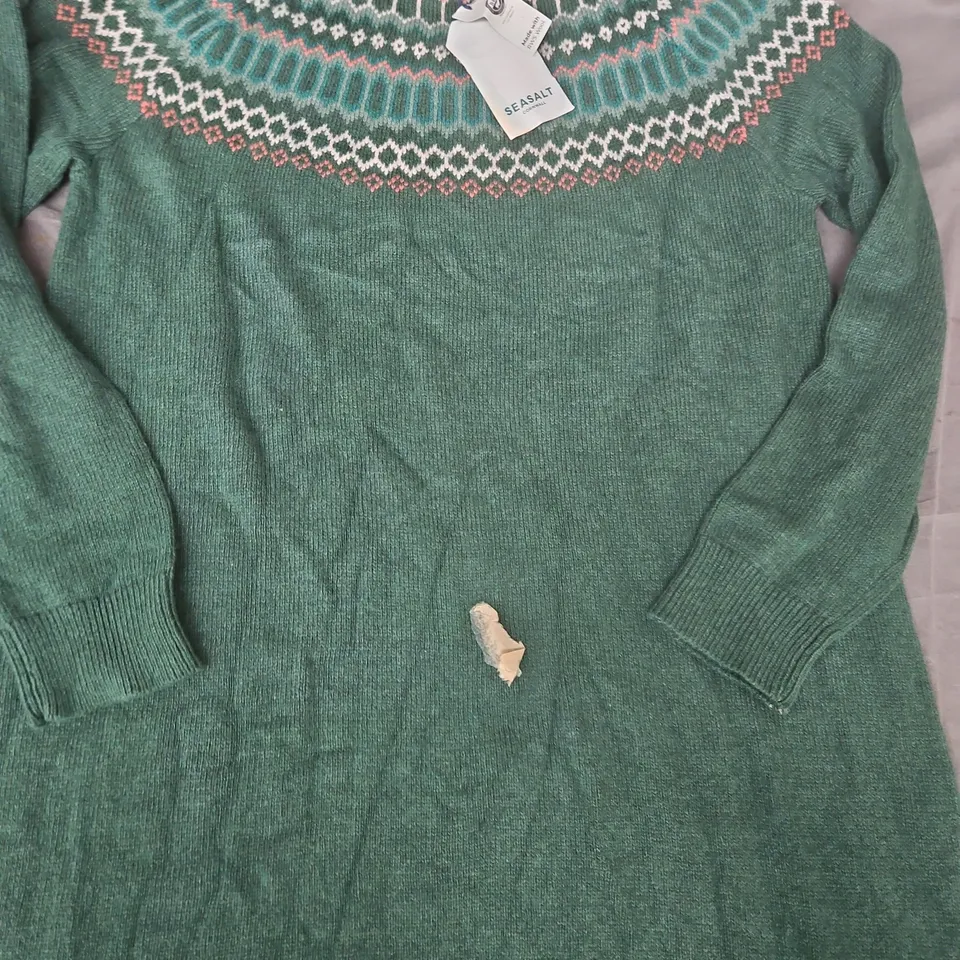 SEASALT CORNWALL BIRD RING DRESS IN GREEN SIZE UK 12
