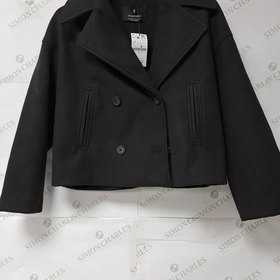 STRADVARIUS BLACK BUTTON JACKET - MEDIUM
