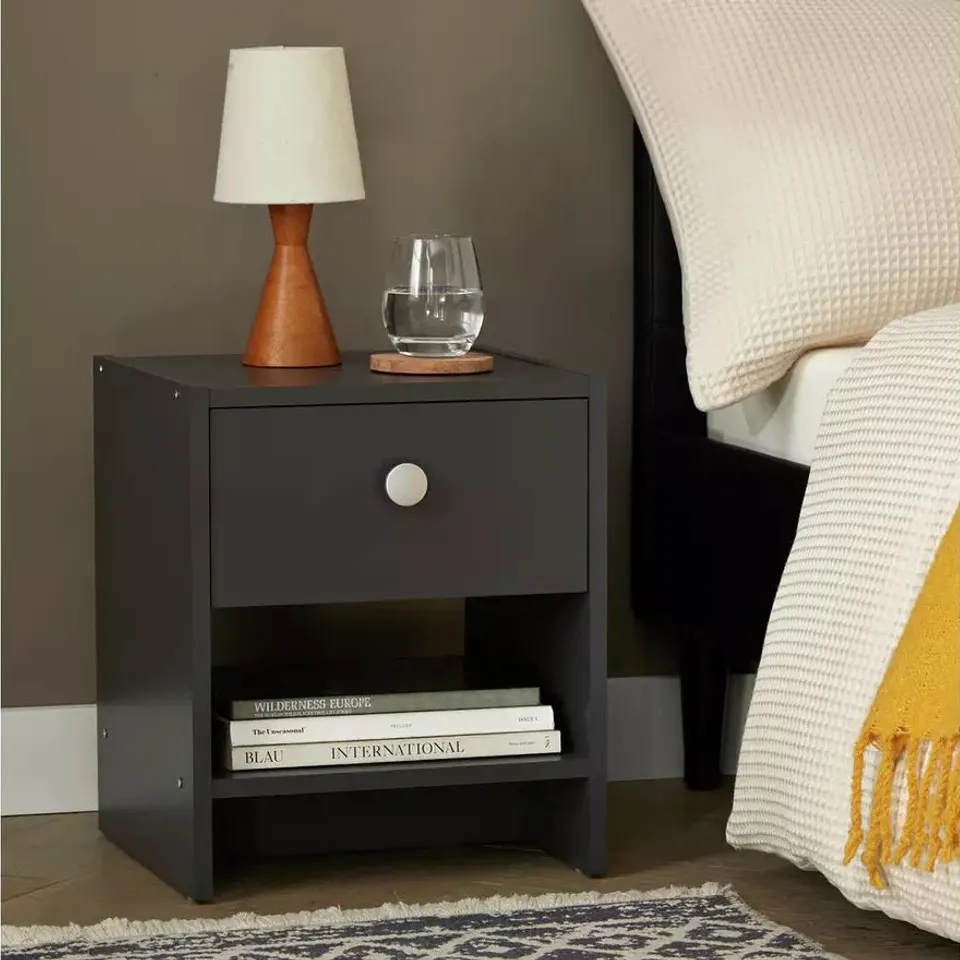 BOXED SEVILLE 1 DRAWER BEDSIDE TABLE - ANTHRACITE