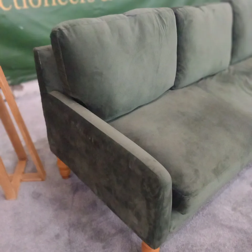DESIGNER GREEN FABRIC THREE SEATER SOFA