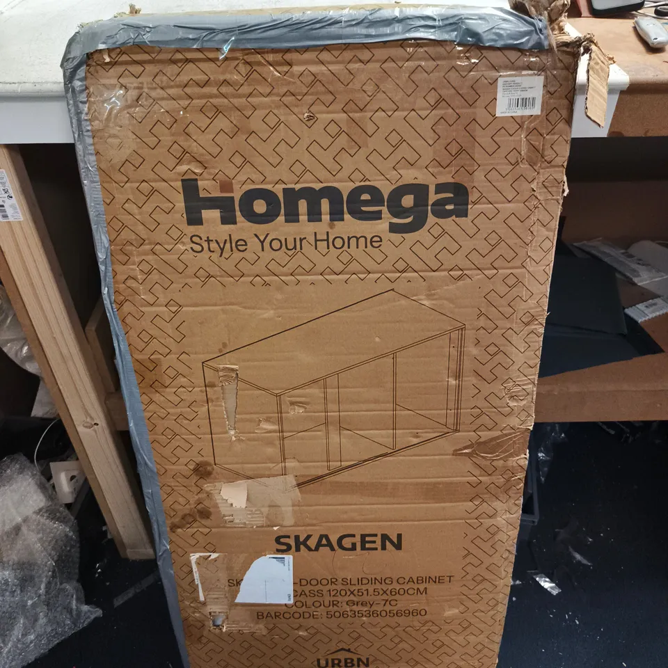 HOMEGA SKAGEN 3-DOOR SLIDING CABINET – GREY, URBN LIVING (120X51.5X60 CM)