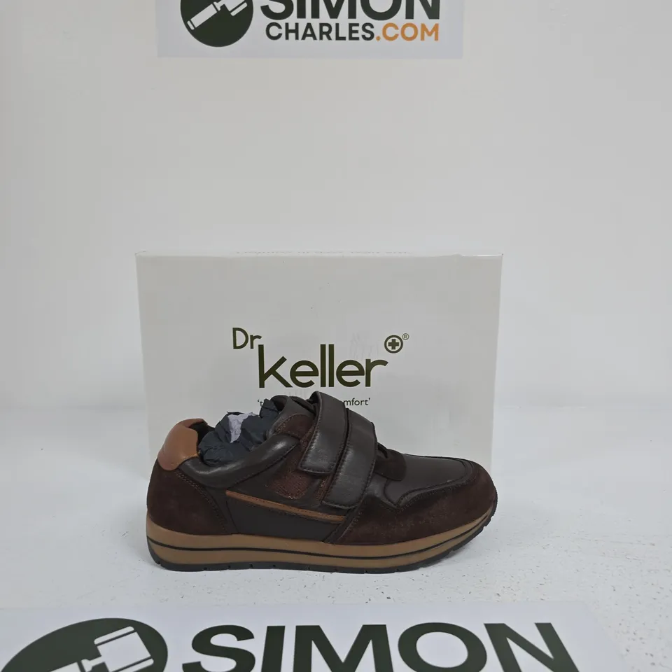 DR KELLER BROWN LEATHER VELCRO FASTENING CASUAL SHOES – BOXED SIZE UK 7