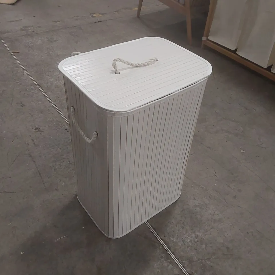 BAMBOO LAUNDRY BASKET, 72L FOLDABLE LAUNDRY HAMPER, RECTANGULAR STORAGE HAMPER WITH 3 HANDLES, 40 X 30 X 60 CM