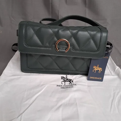 PAUL COSTELLOE DARK GREEN FAUX LATHER HANDBAG