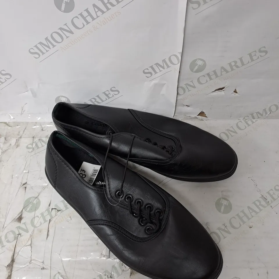 APPROXIMATELY 15 PAIRS  OF GEORGE FLAT BLACK TRAINER IN VARIOUS SIZES 