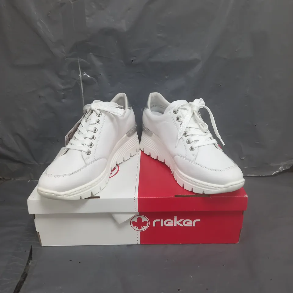 RIEKER WEDGE PLATFORM TRAINERS WHITE SIZE 6