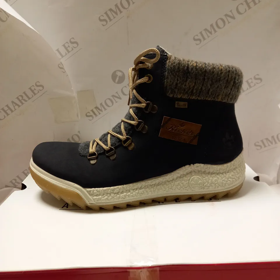RIEKER LACE UP NAVY BOOTS - SIZE 6.5