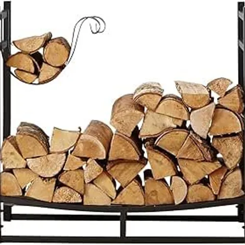 BOXED NEO BLACK INDOOR FIREWOOD LOG RACK WITH HOOKS