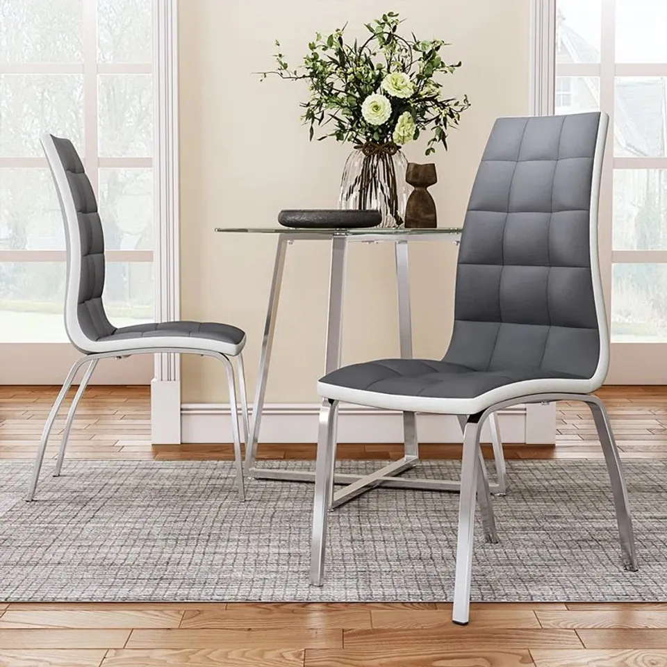 BOXED AMARYAH UPHOLSTERED DINING CHAIR - GREY (SET OF 2)