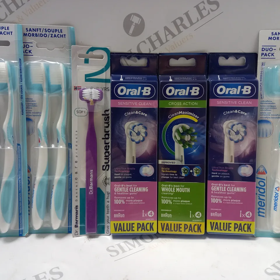 BOX OF APPROX 7 ASSORTED PACKS OF TOOTHBRUSHES & REPLACMENT HEADS 