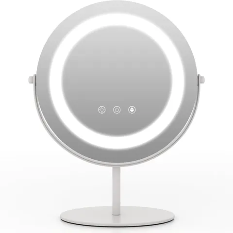 BOXED MULTIGOT MAKEUP MIRROR WITH 3 COLOR LED LIGHT, 25CM VANITY COSMETIC MIRROR WITH SMART TOUCH CONTROL, 360 DEGREE FREE ROTATION TABLETOP MIRROR FOR BEDROOM BATHROOM