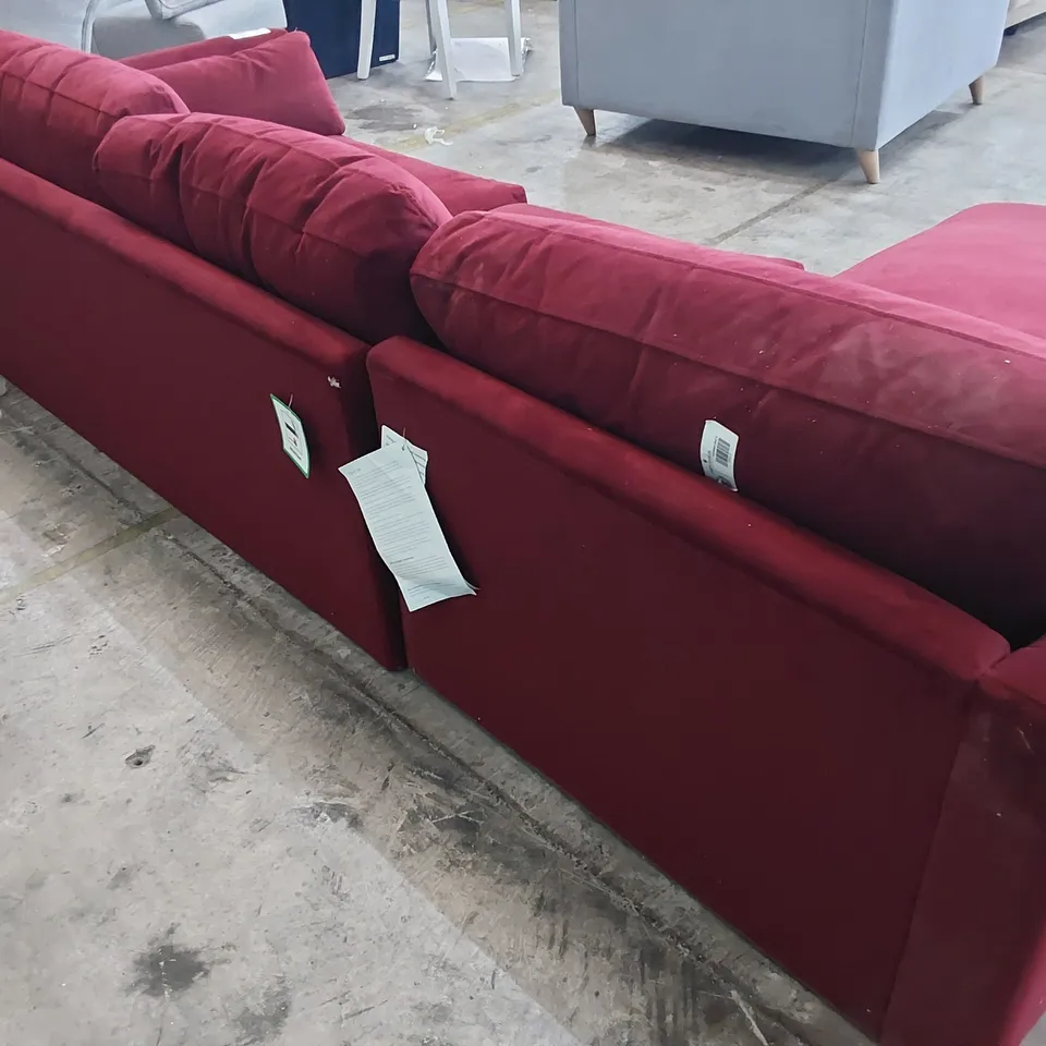 QUALITY BRITISH DESIGNER LOUNGE Co.PALOMINA CHAISE SOFA PLUM PLUSH FABRIC 