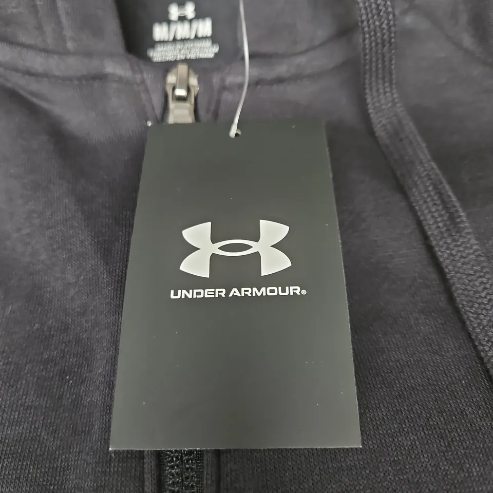UNDER ARMOUR RIVAL FLEECE FULL-ZIP HOODIE – BLACK, M/M/M (VERIFY SIZE)