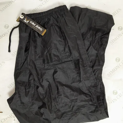 KAM JEANS WATERPROOF RAIN TROUSERS IN BLACK SIZE 4XL