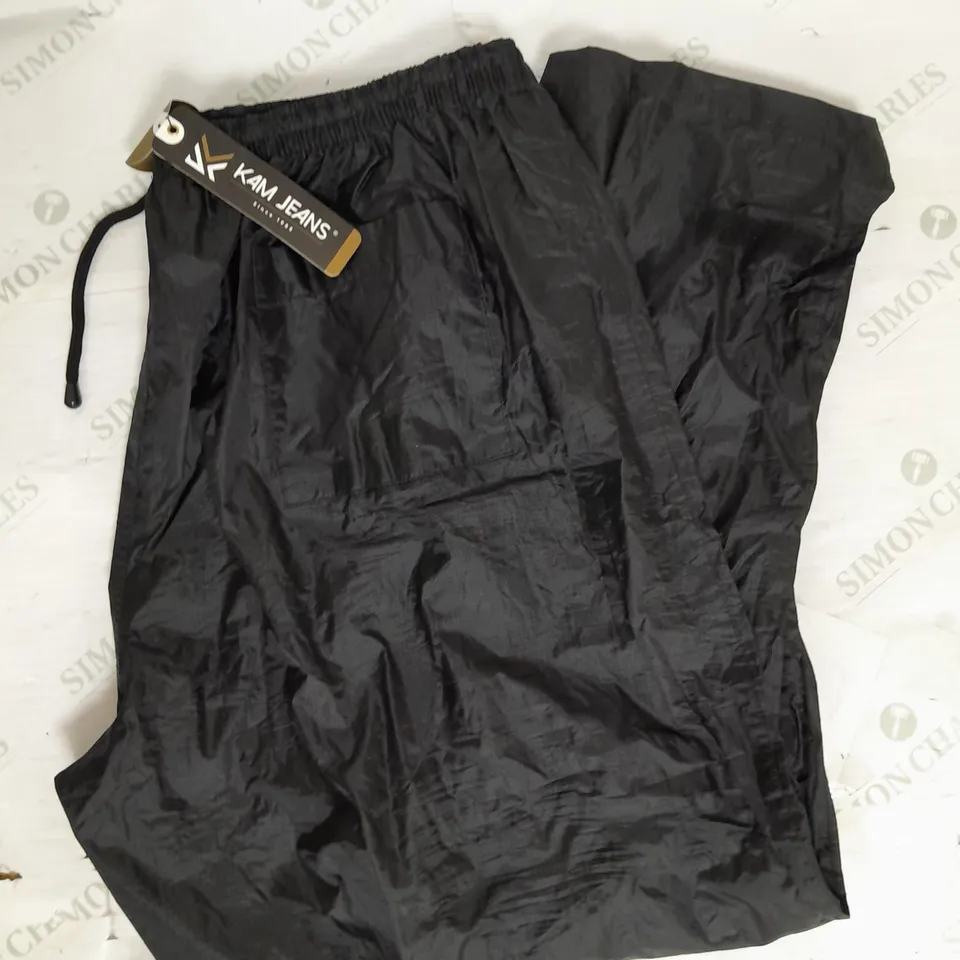 KAM JEANS WATERPROOF RAIN TROUSERS IN BLACK SIZE 4XL