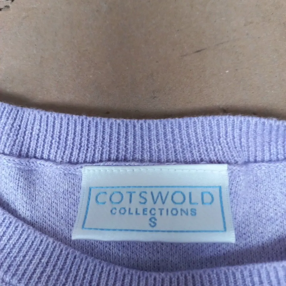 COTSWOLD COLLECTIONS WOMEN'S LAVENDER FLORAL KNIT SWEATER – SIZE S