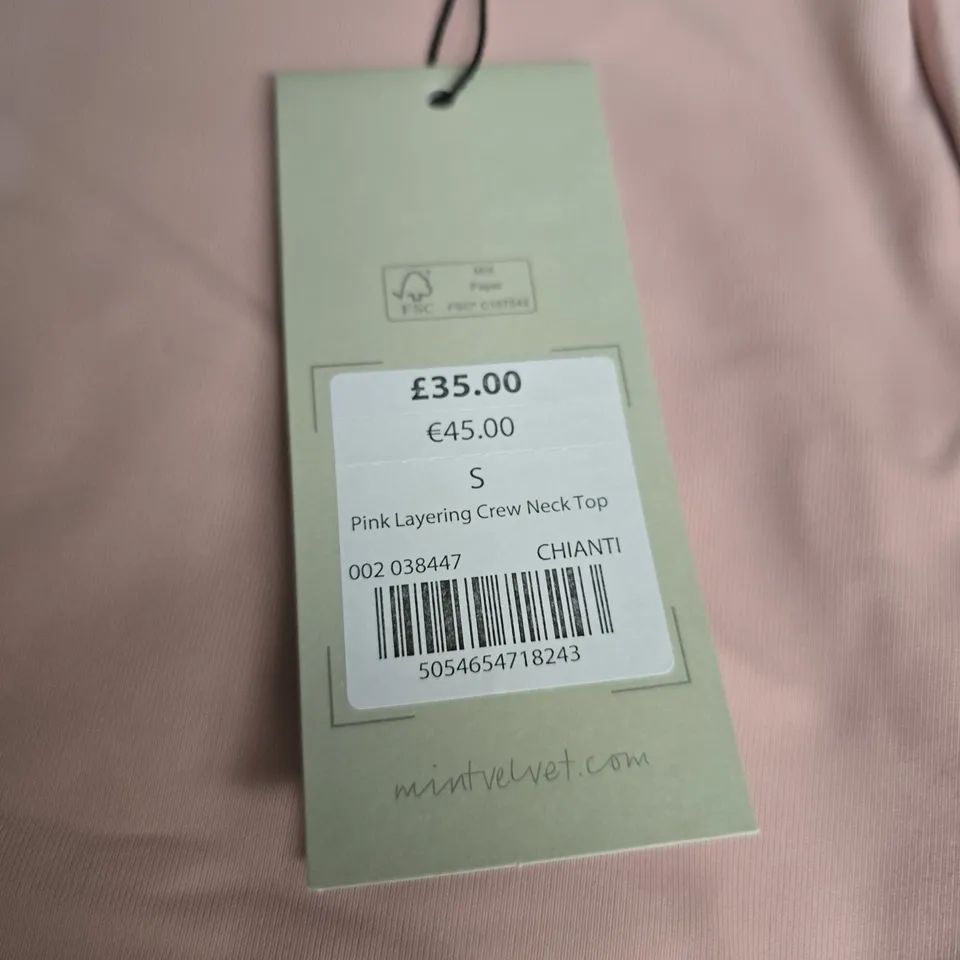 MINT VELVET PINK LAYERING CREW NECK TOP – UK SIZE S (CHIANTI)
