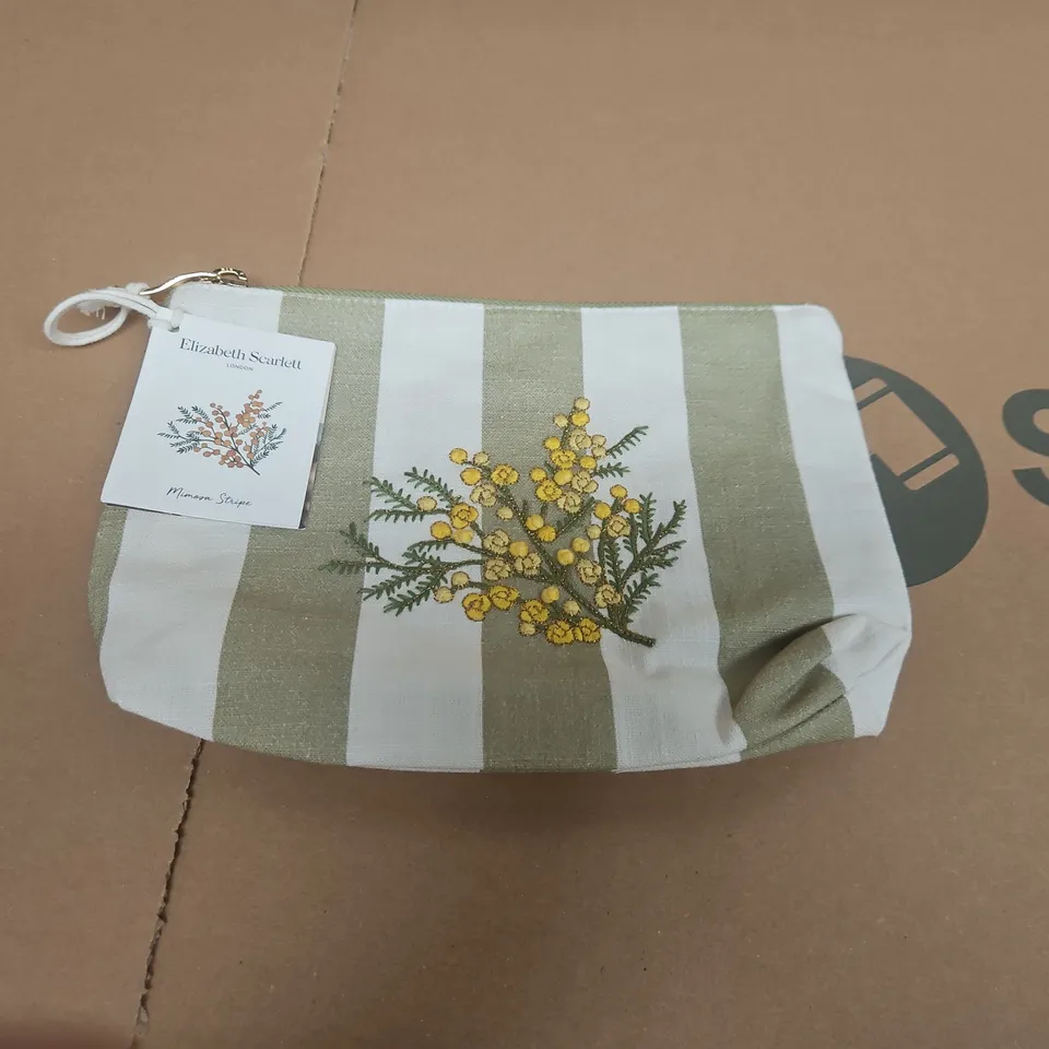 ELIZABETH SCARLETT STRIPED FLORAL POUCH – COSMETIC BAG