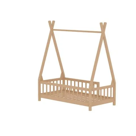 BOXED PINE WOOD HOUSE BED FRAME (SIZE UNSPECIFIED) 