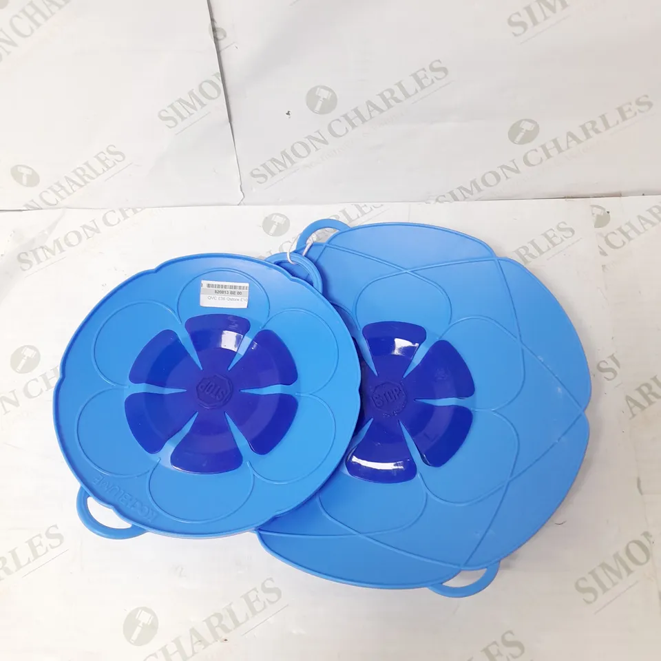 KOCHBLUME SET OF 2 SPILL STOPPER SILICONE BOIL OVER PAN LID IN BLUE