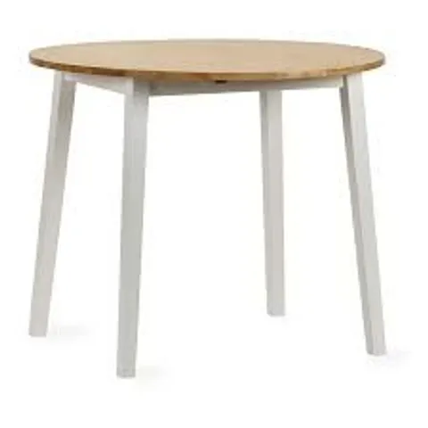 BOXED JULIAN BOWEN LINWOOD ROUND DROP LEAF TABLE - NATURAL/ WHITE (1 BOX)