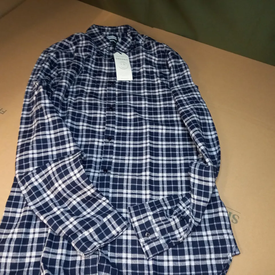 OLIVER SPENCER CLERKENWELL TAB SHIRT NAVY - 15 INCH NECK