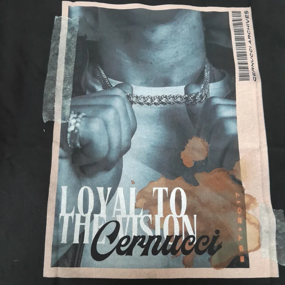 CERNUCCI LOYAL TO THE VISION T-SHIRT IN BLACK - SIZE MEDIUM