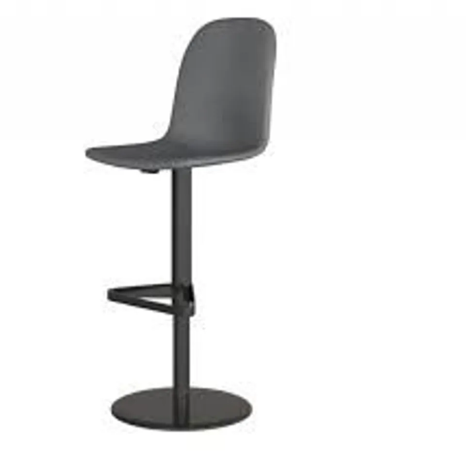 BOXED DESIGNER ZARAGOZA BAR STOOL - METEOR GREY FRAME WITH PU LEATHER GREY SEAT