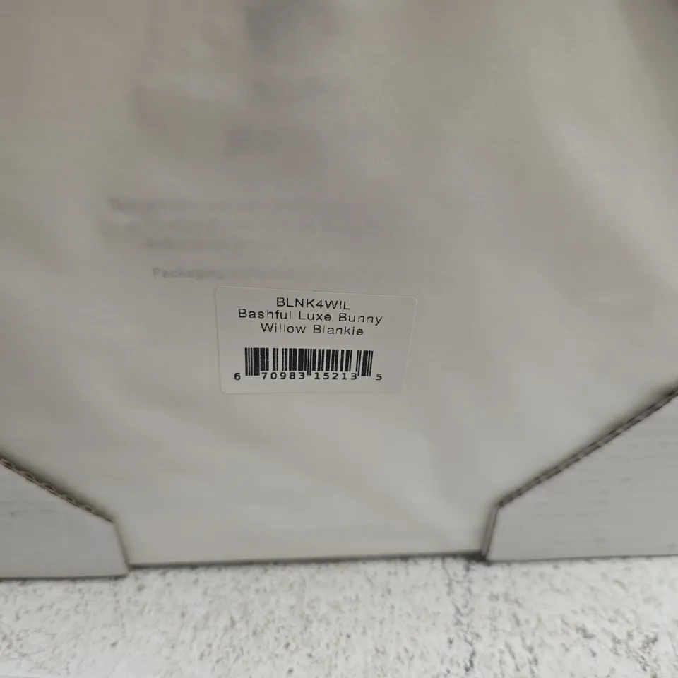 BABY JELLYCAT BASHFUL LUXE BUNNY WILLOW BLANKIE IN DRAWSTRING BAG