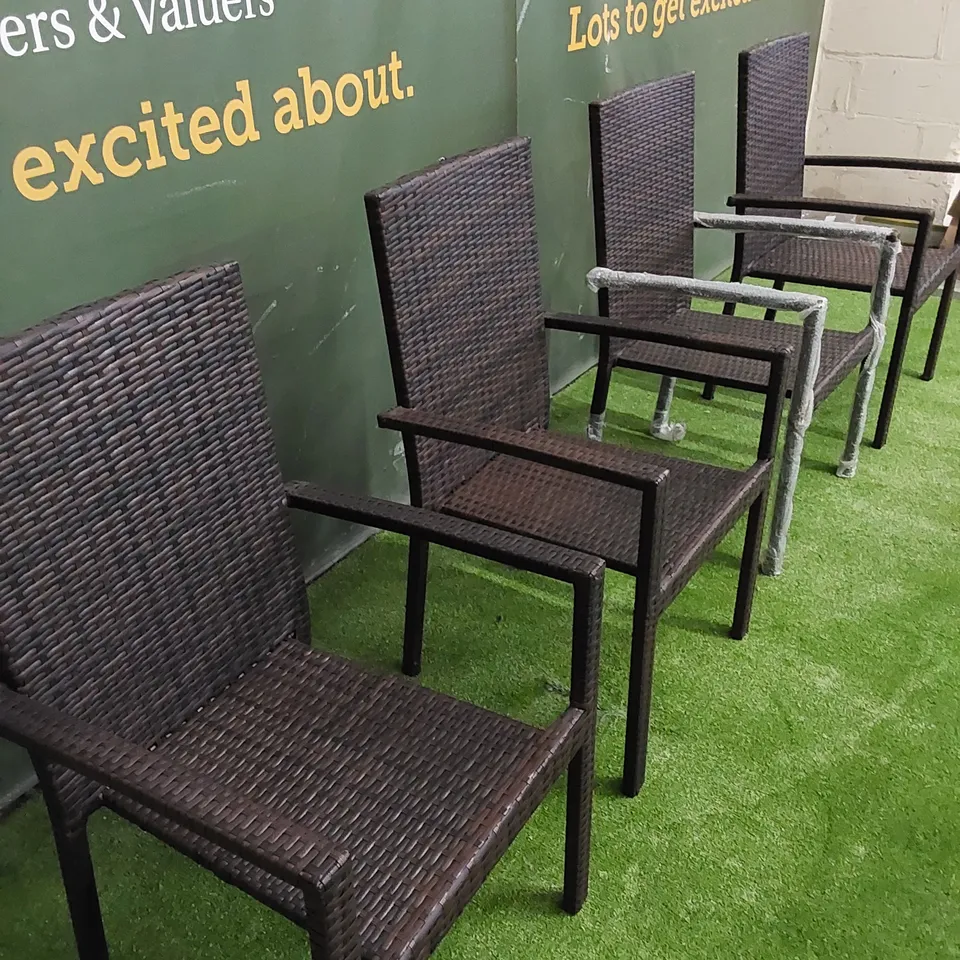 SET OF 4 CHOCOLATE MIX RATTAN CHAIRS 