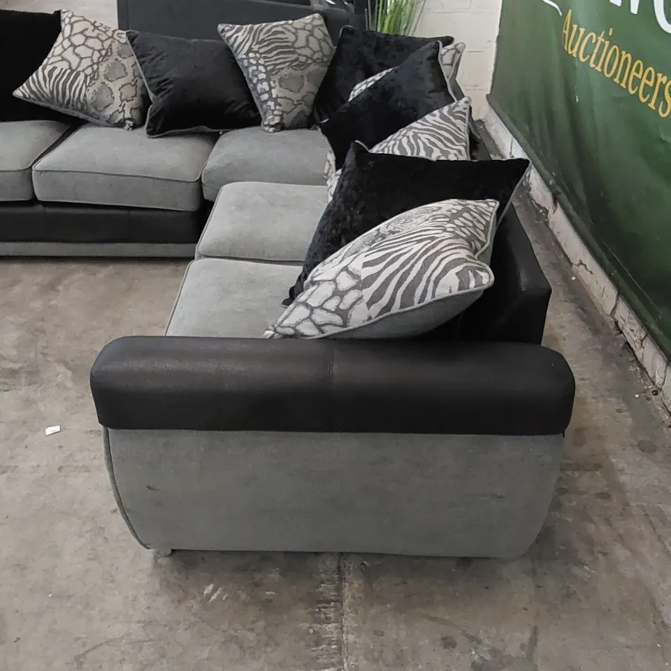 DESIGNER HILTON LEFT HAND CORNER SOFA IN BLACK/CHARCOAL 