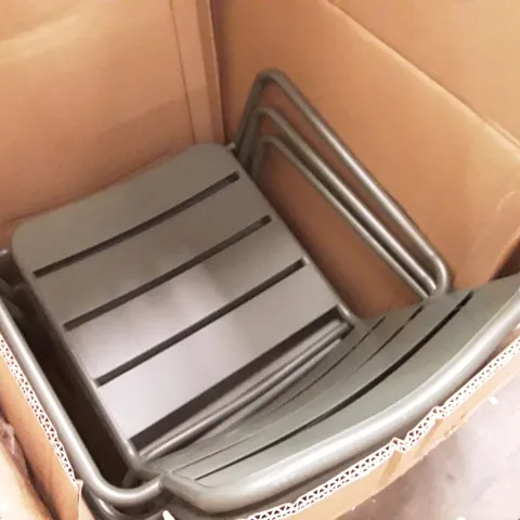 BOXED LEROS SET OF 3 OUTDOOR METAL DINING CHAIRS - GREEN