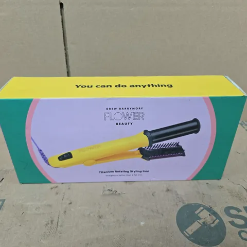BOXED DREW MARRYMORE FLOWER BEAUTY TITANIUM STYLING IRON IN YELLOW