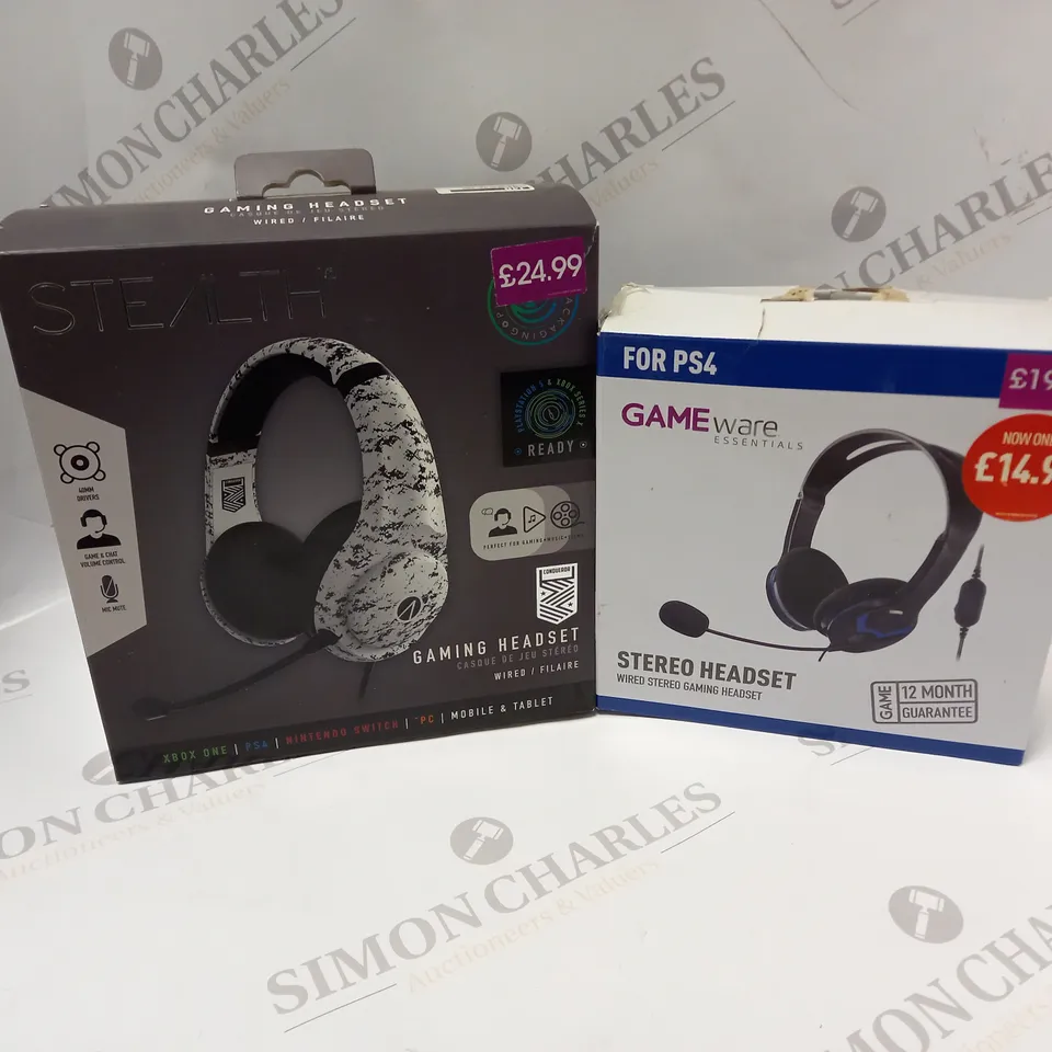 APPROXIMATELY 8 ASSORTED BOXED HEADSETS/HEADPHONES TO INCLUDE STEALTH, GAMEWARE, ETC