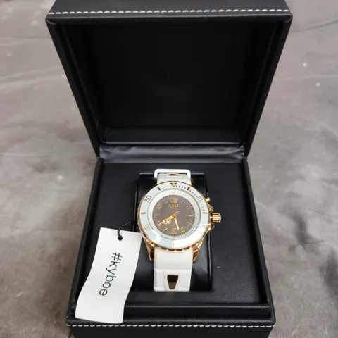 KYBOE! WATCH - WHITE SILICONE STRAP, GOLD-TONE CASE