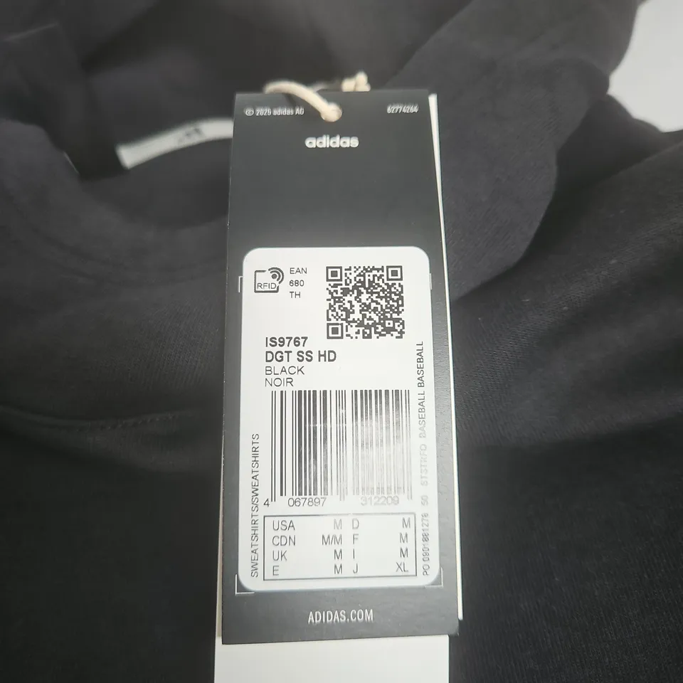 ADIDAS SWEATSHIRT HOODIE – BLACK, UK M (MEDIUM)