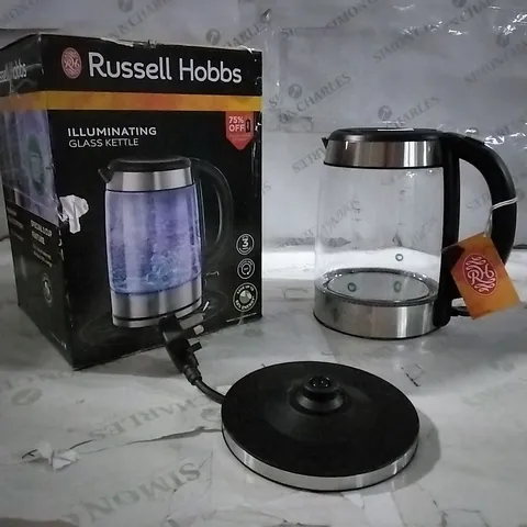 BOXED RUSSELL HOBBS ILLUMINATING GLASS KETTLE